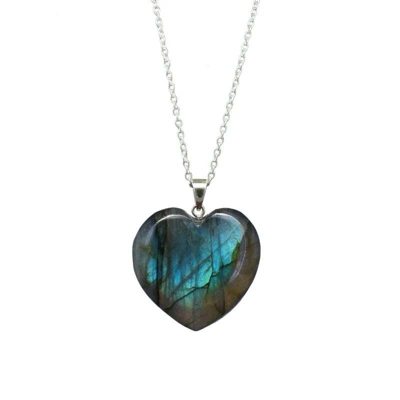 Natural Labradorite Heart Pendant in Sterling Silver Gifts for Women sold by Zulily