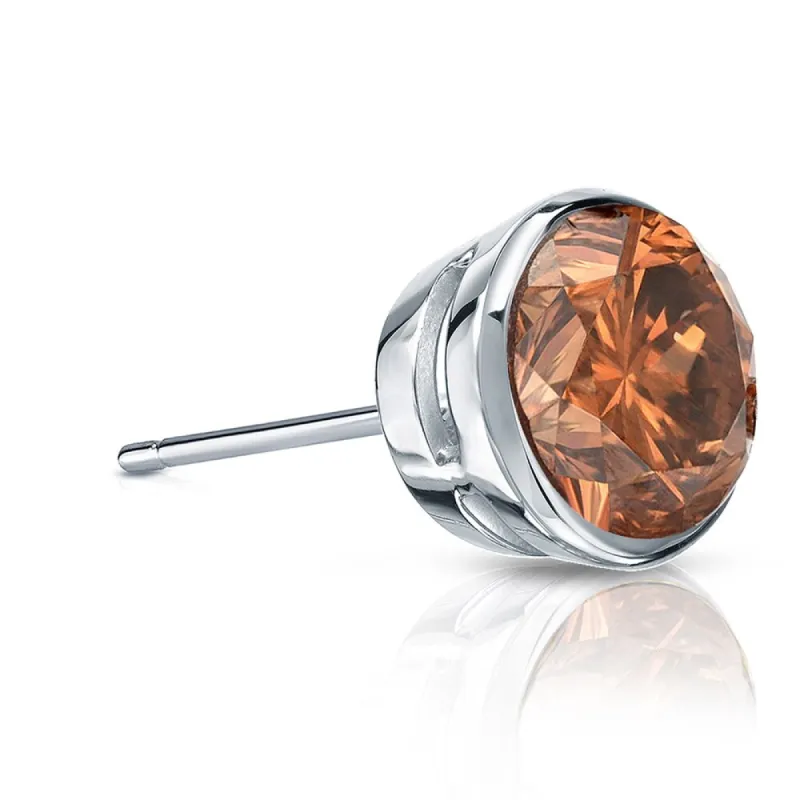 Auriya 14k Gold 1ct TDW Bezel-Set Round SINGLE (1) Brown Diamond Stud Earring sold by Zulily