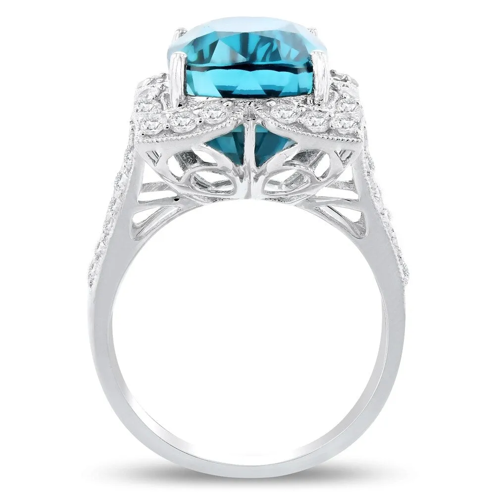 Auriya 14k White Gold 15ct Zircon and 3/4ct TDW Diamond Ring sold by Zulily product image thumbnail 4