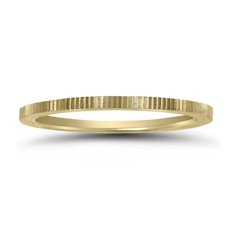 Hand-Cut Design 14K Yellow Gold Thin Stackable Band sold by Zulily