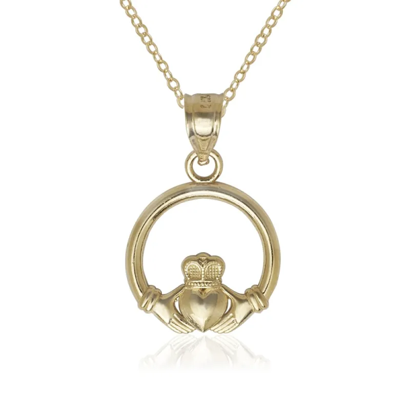Curata 14k Yellow Gold 18" Irish Celtic Crown Circle Pendant Necklace made by Zulily