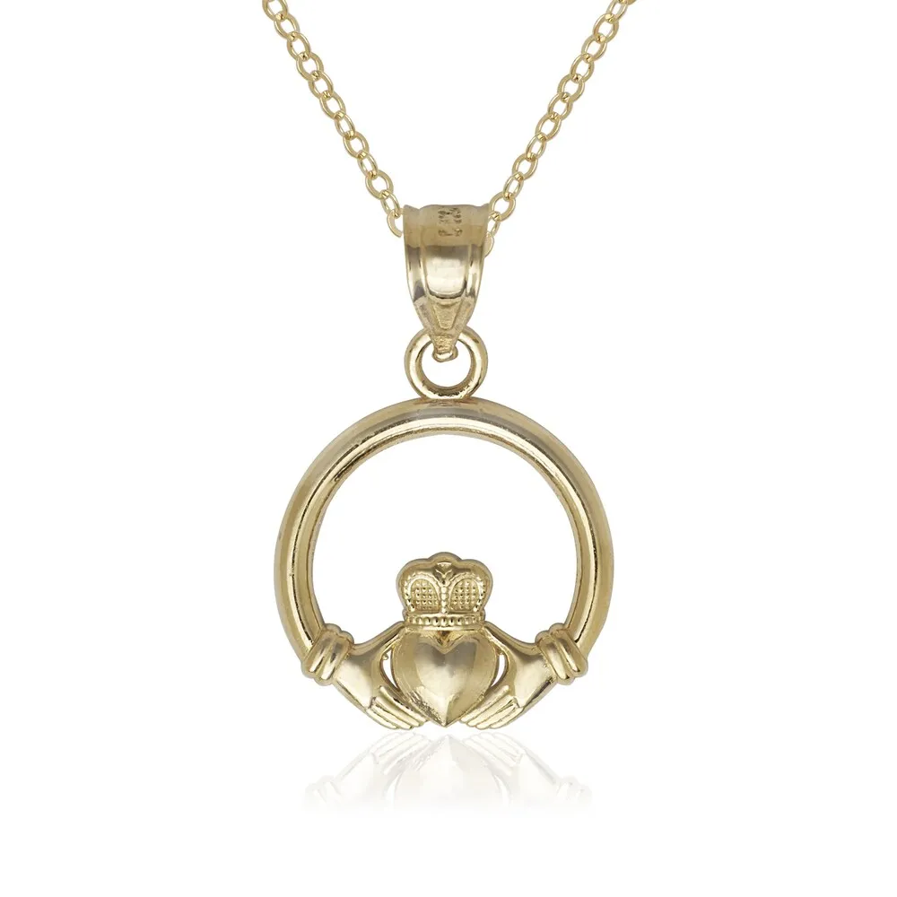 Curata 14k Yellow Gold 18" Irish Celtic Crown Circle Pendant Necklace sold by Zulily