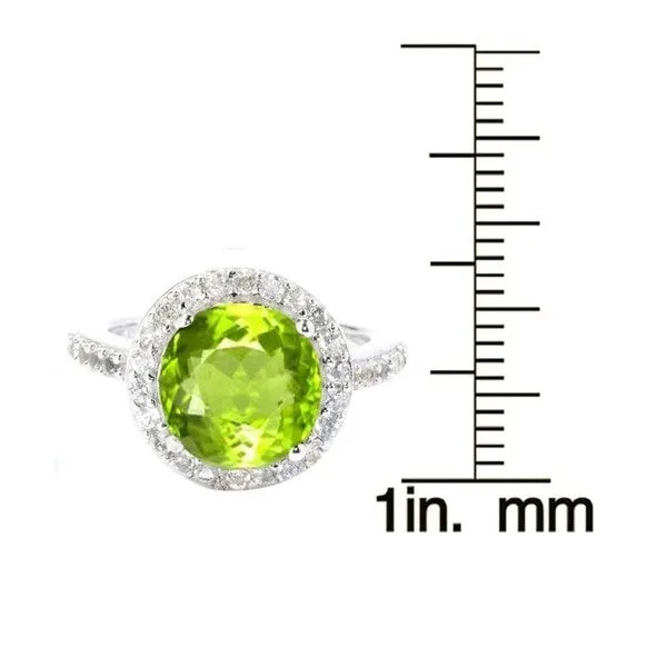 Sterling Silver with Natural Peridot and White Topaz Halo Ring sold by Zulily product image thumbnail 3