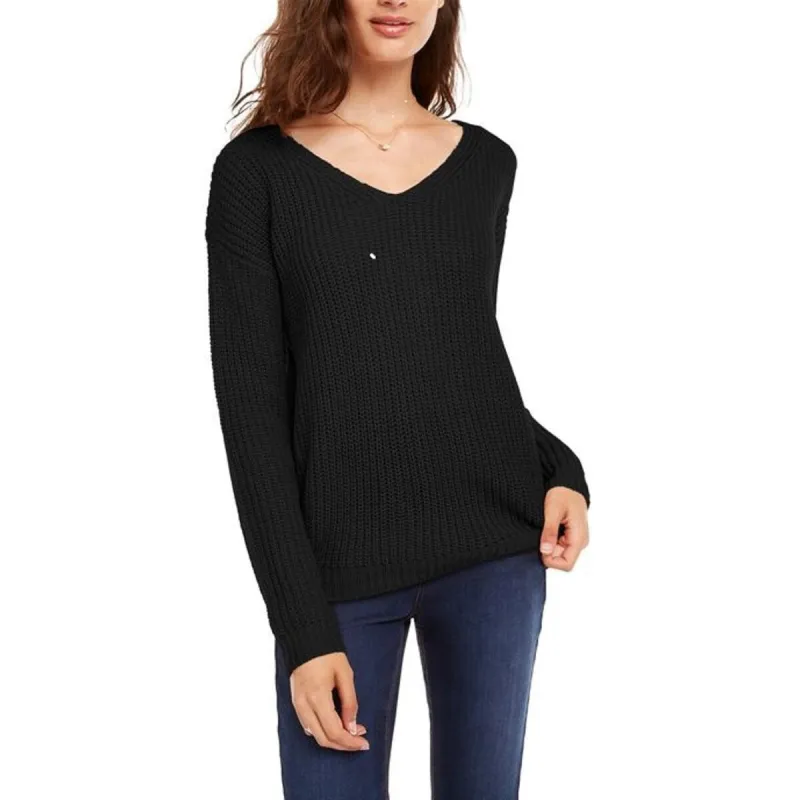 Ultra Flirt Juniors' Lace-Up Back Sweater Black Size Small sold by Zulily