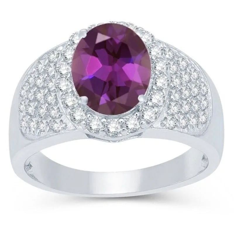 Sterling Silver Color Changing Alexandrite and White Topaz Halo Ring sold by Zulily