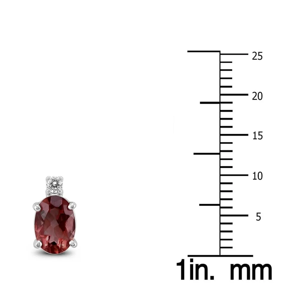 14K White Gold 8x6MM Oval Garnet and Diamond Earrings sold by Zulily product image thumbnail 2