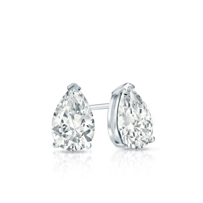 Auriya 14-karat Gold Lab Grown 0.40 carat TDW Pear Diamond Stud Earrings V-End Prong Screw-back sold by Zulily