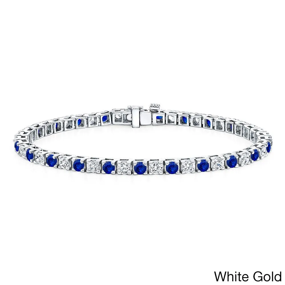 Auriya 3 1/2ct Round Blue Sapphire and 3 1/2ctw Diamond Tennis Bracelet 14k Gold sold by Zulily
