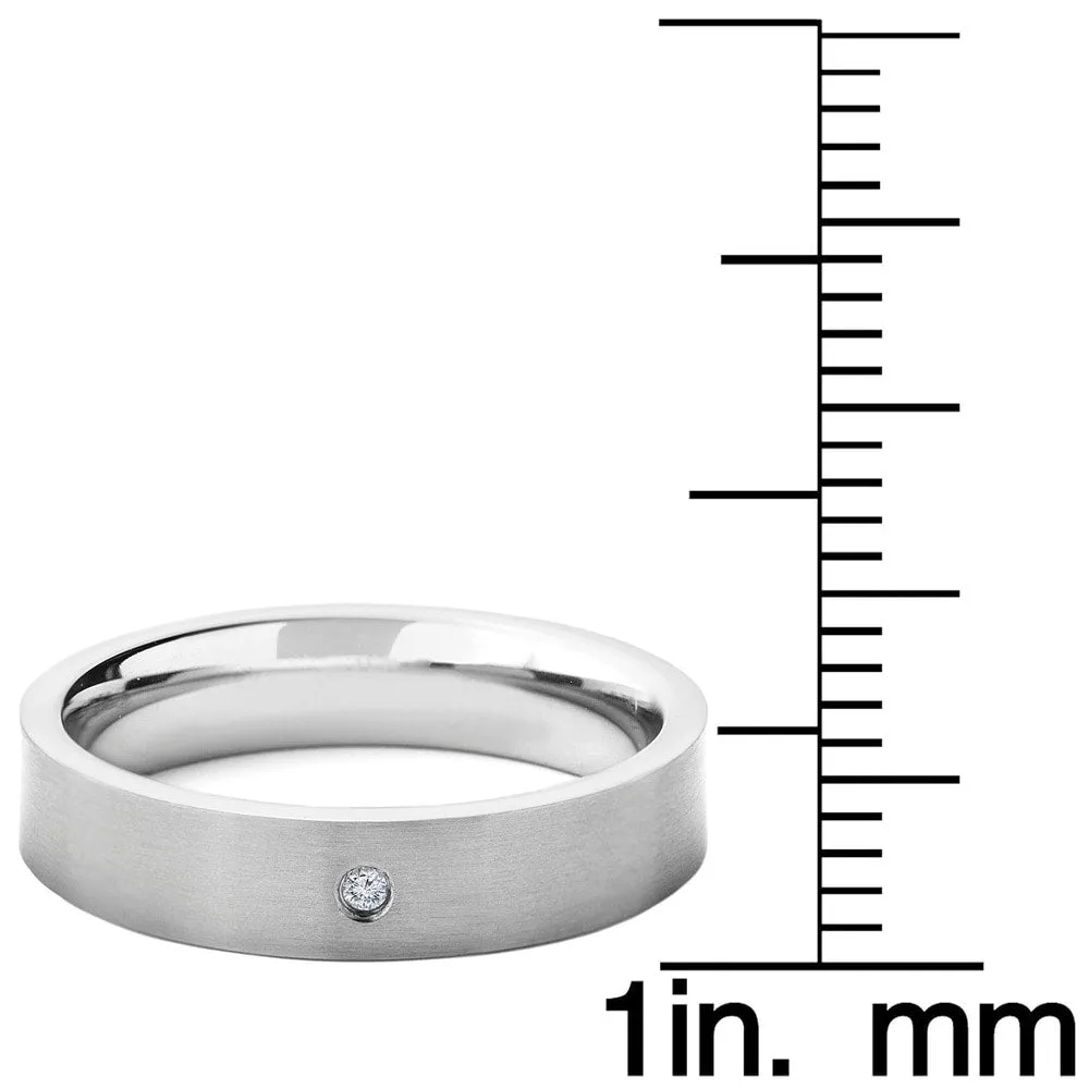 Men's Brushed Titanium 0.02 CTTW Diamond Flat Comfort Fit Ring (5mm)) sold by Zulily product image thumbnail 5