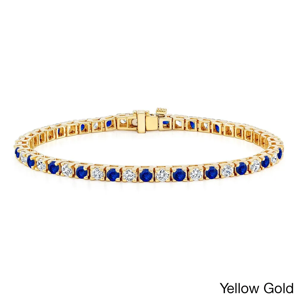 Auriya 3 1/2ct Round Blue Sapphire and 3 1/2ctw Diamond Tennis Bracelet 14k Gold sold by Zulily product image thumbnail 2