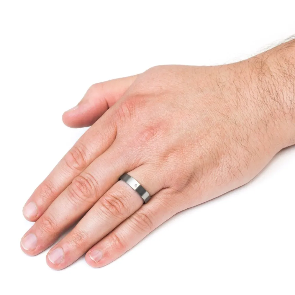 Men's Brushed Titanium 0.02 CTTW Diamond Flat Comfort Fit Ring (5mm)) sold by Zulily product image thumbnail 4