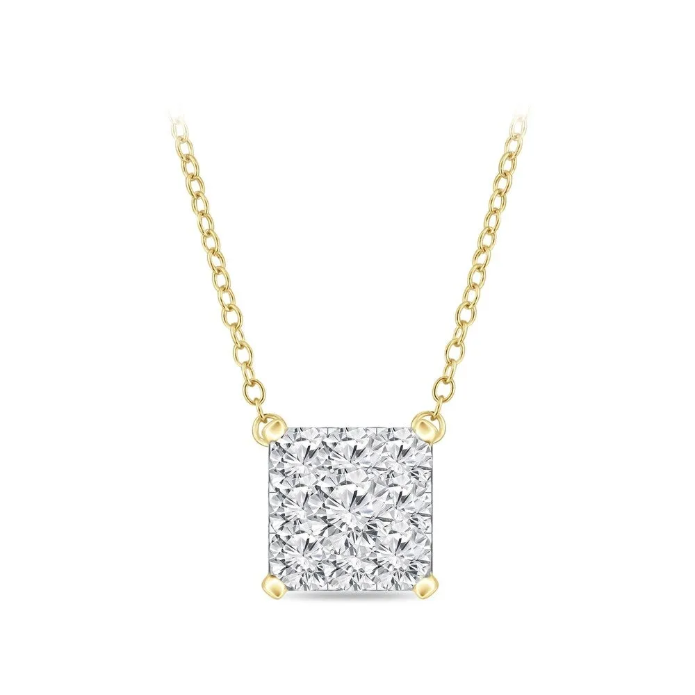 14k Gold Square Shaped 0.12ct TDW Pave Diamond Necklace by Auriya (H-I, I1-I2) sold by Zulily product image thumbnail 2