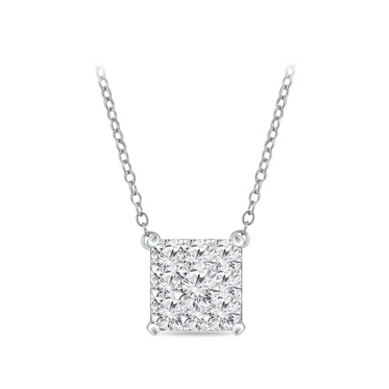 14k Gold Square Shaped 0.12ct TDW Pave Diamond Necklace by Auriya (H-I, I1-I2) sold by Zulily
