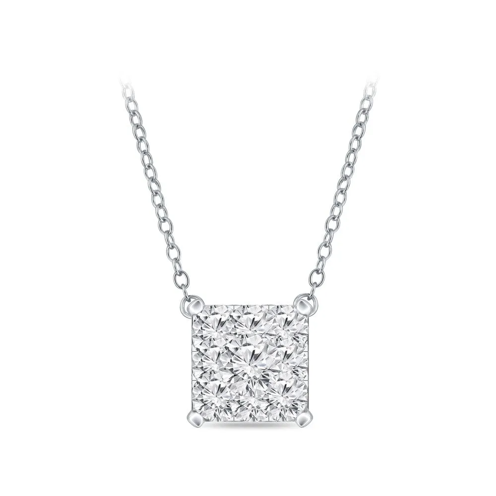 14k Gold Square Shaped 0.12ct TDW Pave Diamond Necklace by Auriya (H-I, I1-I2) sold by Zulily