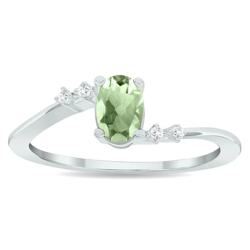 Women's Green Amethyst and Diamond Tierra Ring in 10K White Gold sold by Zulily