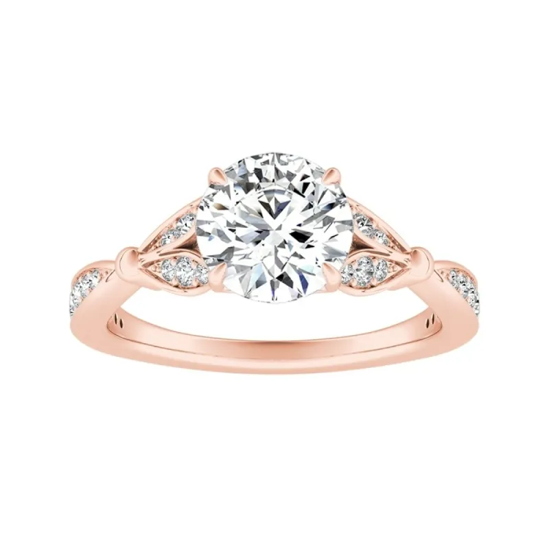 Auriya 14k Gold Floral 2 1/2ct Round Moissanite and 1/4ctw Diamond Engagement Ring sold by Zulily