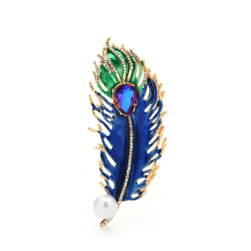 Don't AsK Goldtone Statement Crystal And Pearl Feather Peacock Brooch sold by Zulily
