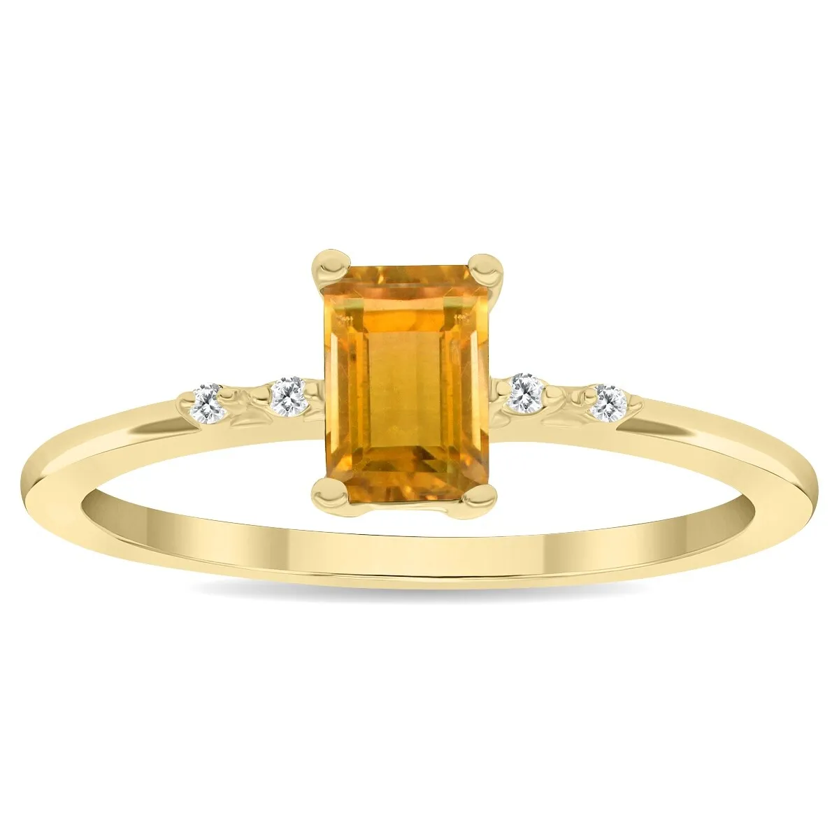 Women's Emerald Cut Citrine and Diamond Sparkle Ring in 10K Yellow Gold sold by Zulily