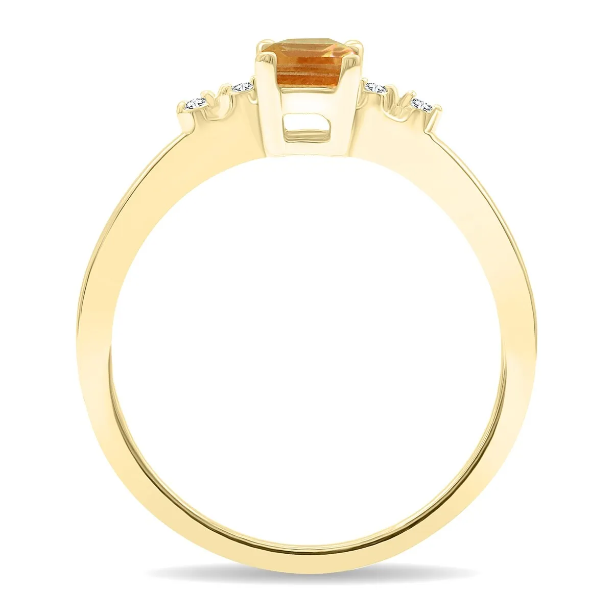 Women's Emerald Cut Citrine and Diamond Sparkle Ring in 10K Yellow Gold sold by Zulily product image thumbnail 3