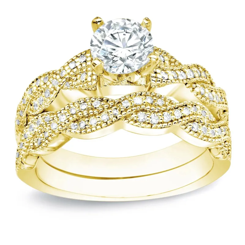 Auriya 14k Gold 1ctw Twisted Vintage Diamond Engagement Ring Set sold by Zulily