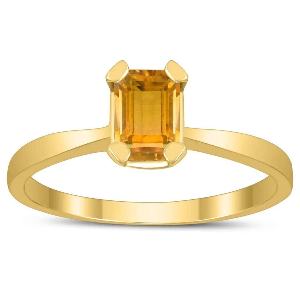 Emerald Shaped 6X4MM Citrine Solitaire Ring in 10K Yellow Gold sold by Zulily