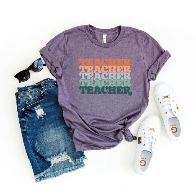 Stacked Teacher Short Sleeve Tee sold by Zulily
