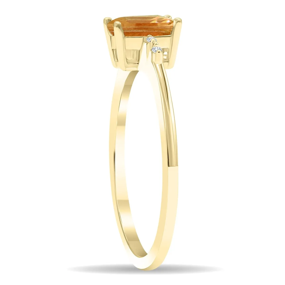 Women's Emerald Cut Citrine and Diamond Sparkle Ring in 10K Yellow Gold sold by Zulily product image thumbnail 2