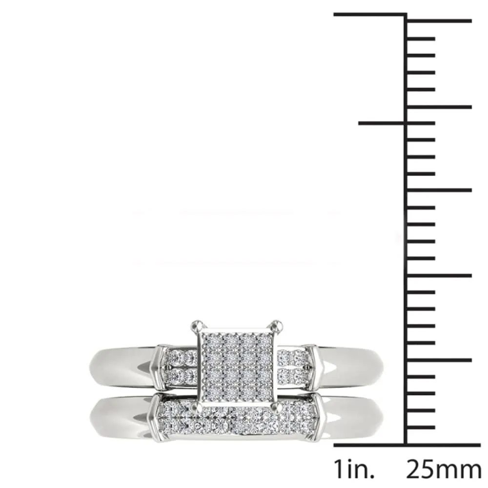 De Couer S925 Sterling Silver 1/5 ct TDW Diamond Cluster Engagement Ring Set sold by Zulily product image thumbnail 4