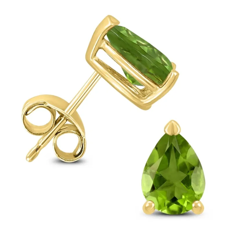 14K Yellow Gold 6x4MM Pear Peridot Earrings sold by Zulily