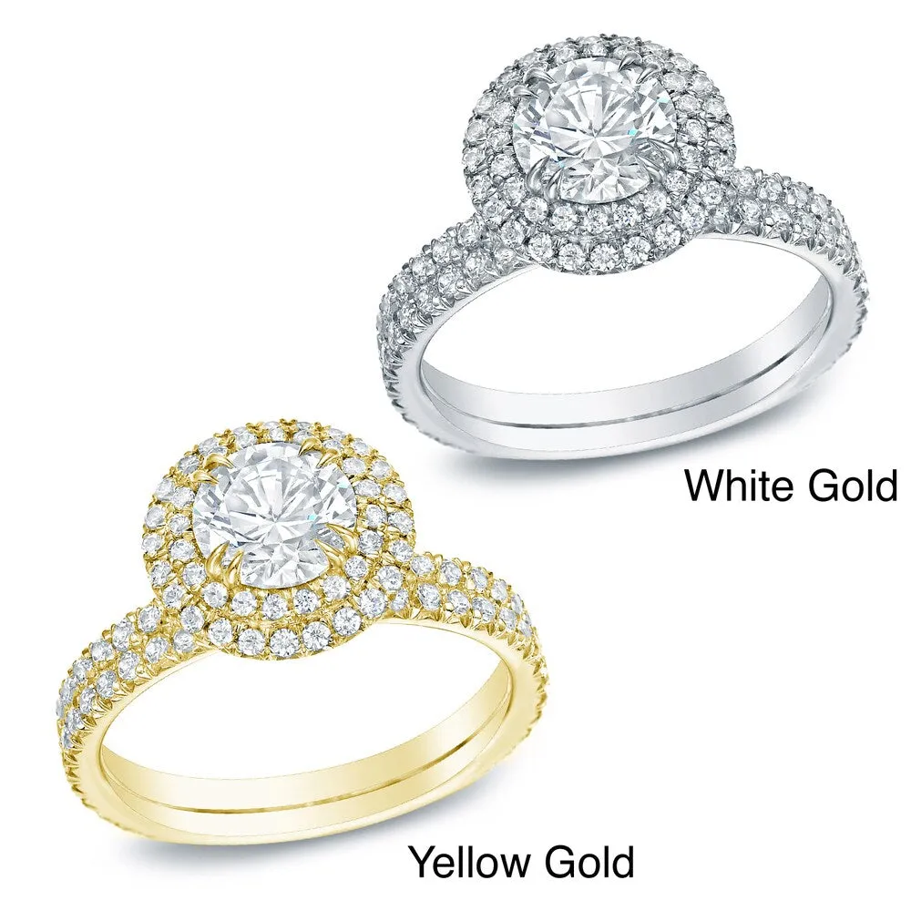Auriya 14k Gold 1 3/4ctw Certified Round Diamond Halo Engagement Ring sold by Zulily