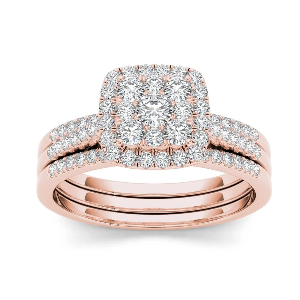 De Couer IGI Certified 10k Gold 1/2ct TDW Diamond Halo Engagement Ring Set sold by Zulily product image thumbnail 3