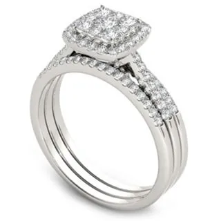 De Couer IGI Certified 10k Gold 1/2ct TDW Diamond Halo Engagement Ring Set sold by Zulily product image thumbnail 4