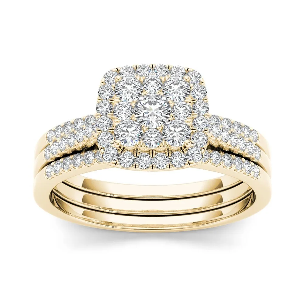 De Couer IGI Certified 10k Gold 1/2ct TDW Diamond Halo Engagement Ring Set sold by Zulily product image thumbnail 2