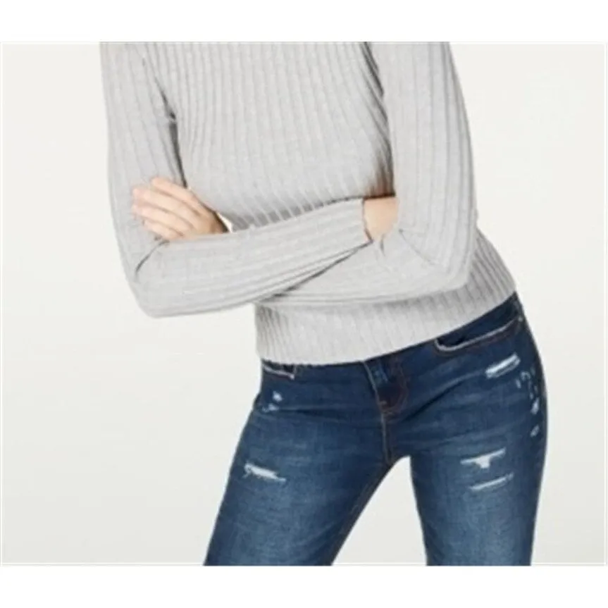 Hooked Up By IOT Junior's Rib Knit Mock Turtleneck Sweater Grey Size Large sold by Zulily product image thumbnail 2