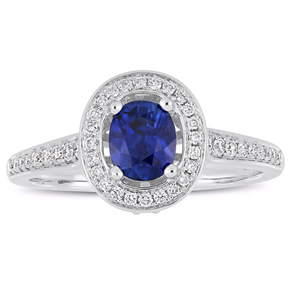 Miadora 14k White Gold Sapphire & 1/2ct TDW Diamond Halo Engagement Ring sold by Zulily product image thumbnail 2