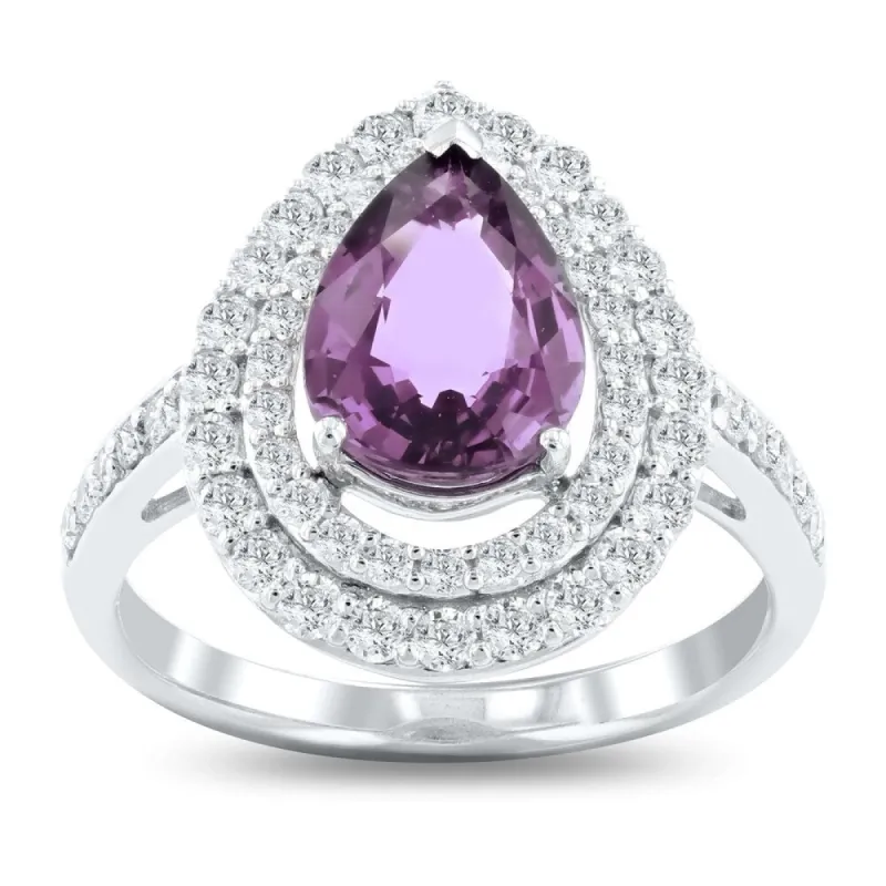 Auriya Platinum Certified 2 1/4ct Rare Unheated Natural Color Change Sapphire and 3/4ct TDW Diamond Ring sold by Zulily