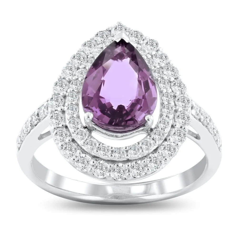 Auriya Platinum Certified 2 1/4ct Rare Unheated Natural Color Change Sapphire and 3/4ct TDW Diamond Ring sold by Zulily