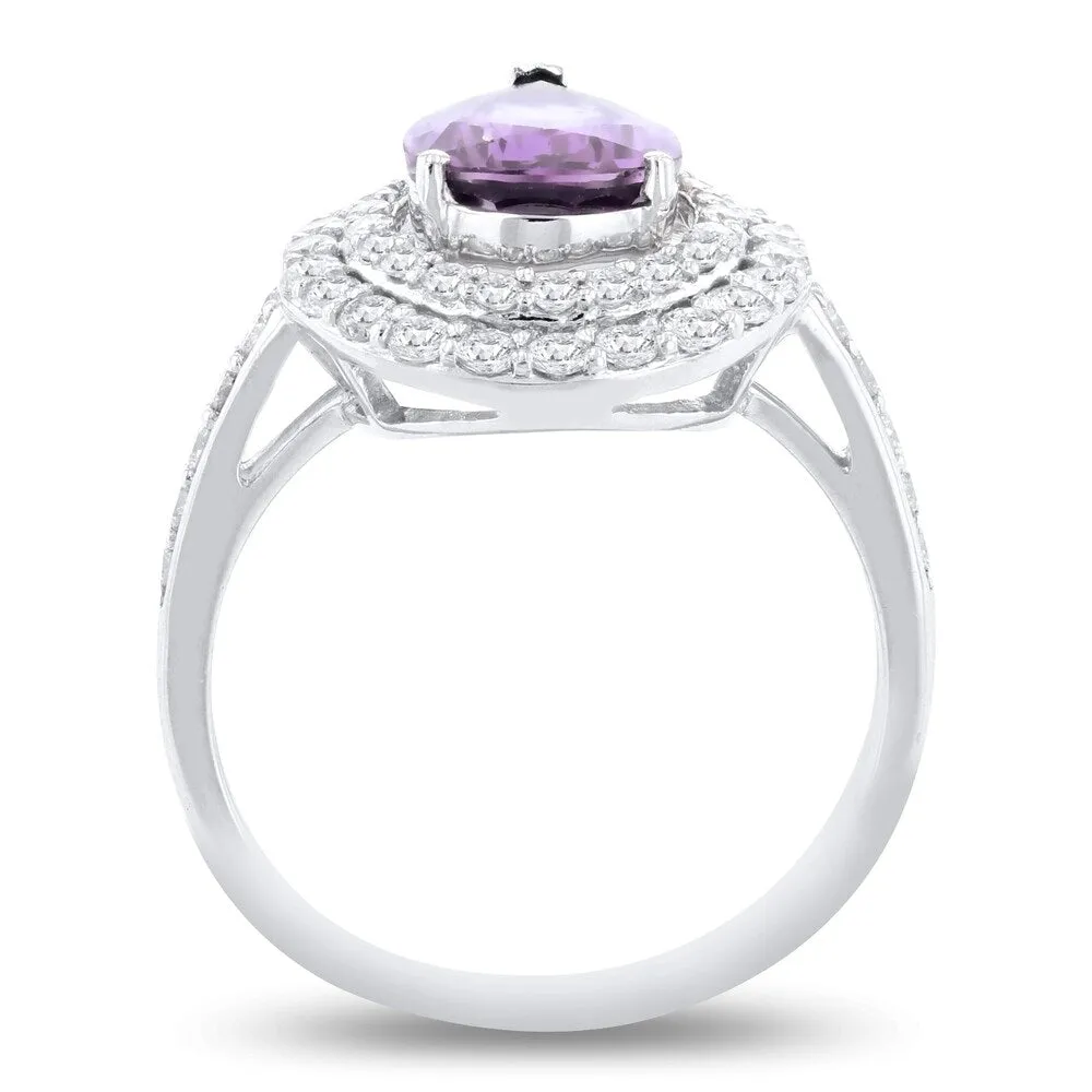 Auriya Platinum Certified 2 1/4ct Rare Unheated Natural Color Change Sapphire and 3/4ct TDW Diamond Ring sold by Zulily product image thumbnail 4