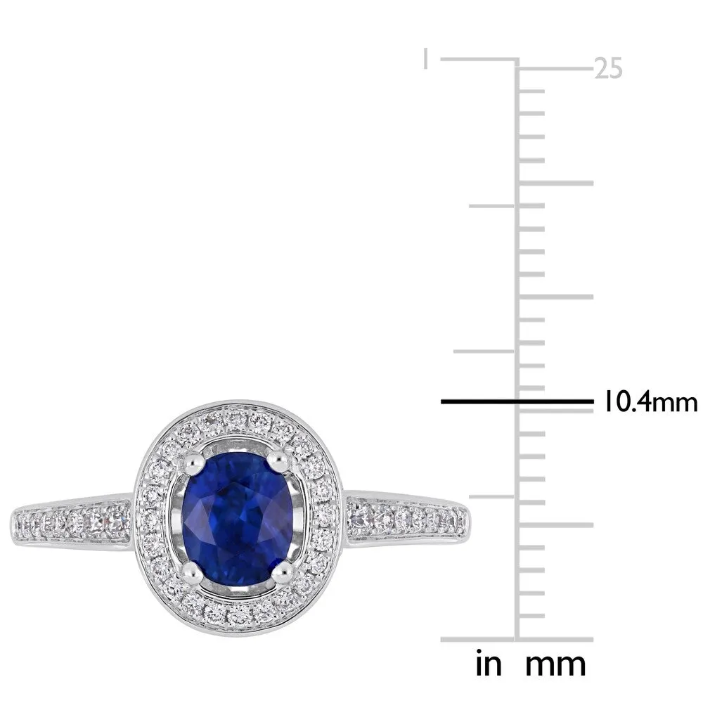 Miadora 14k White Gold Sapphire & 1/2ct TDW Diamond Halo Engagement Ring sold by Zulily product image thumbnail 4