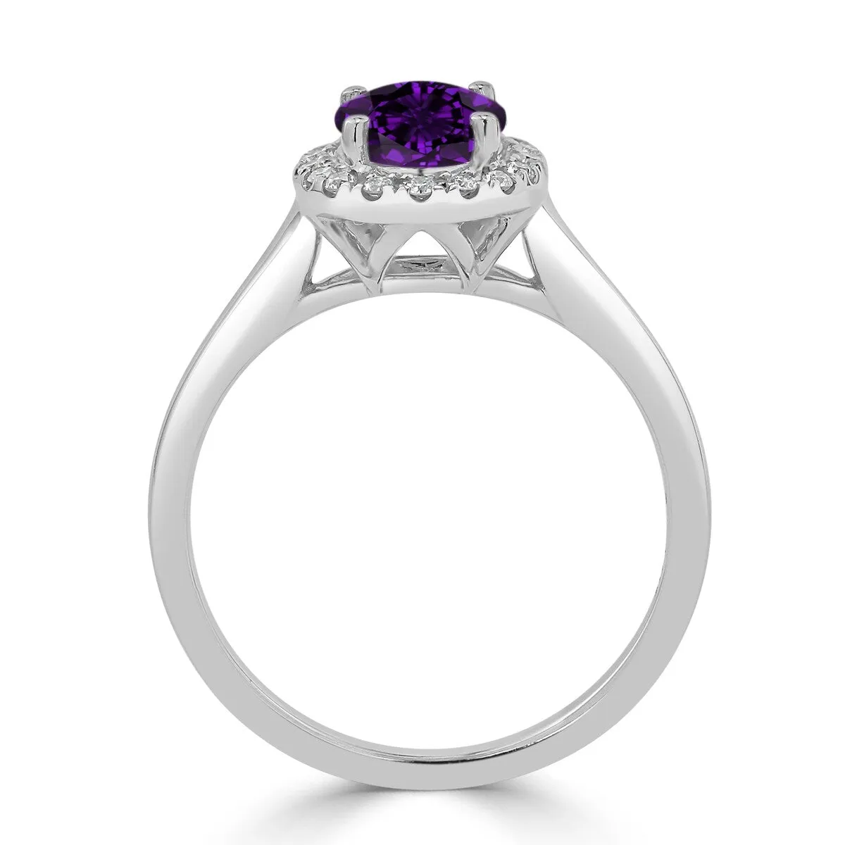 Auriya Classic 5/8ct Oval Purple Amethyst and Halo Diamond Engagement Ring 1/8cttw 14k Gold sold by Zulily product image thumbnail 5
