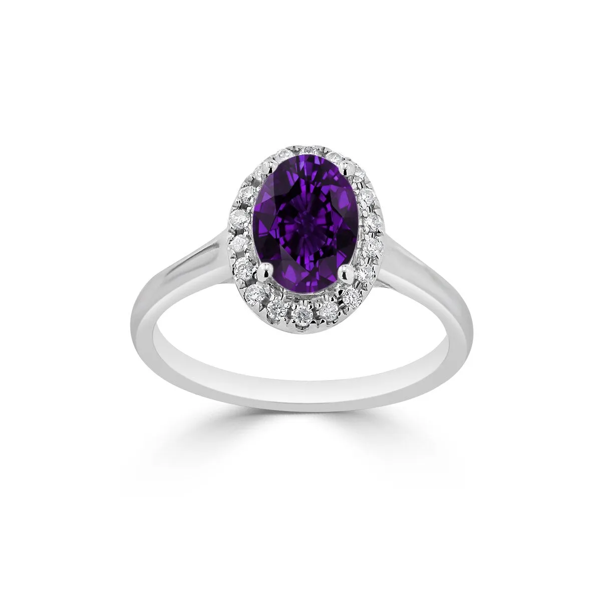 Auriya Classic 5/8ct Oval Purple Amethyst and Halo Diamond Engagement Ring 1/8cttw 14k Gold sold by Zulily product image thumbnail 3