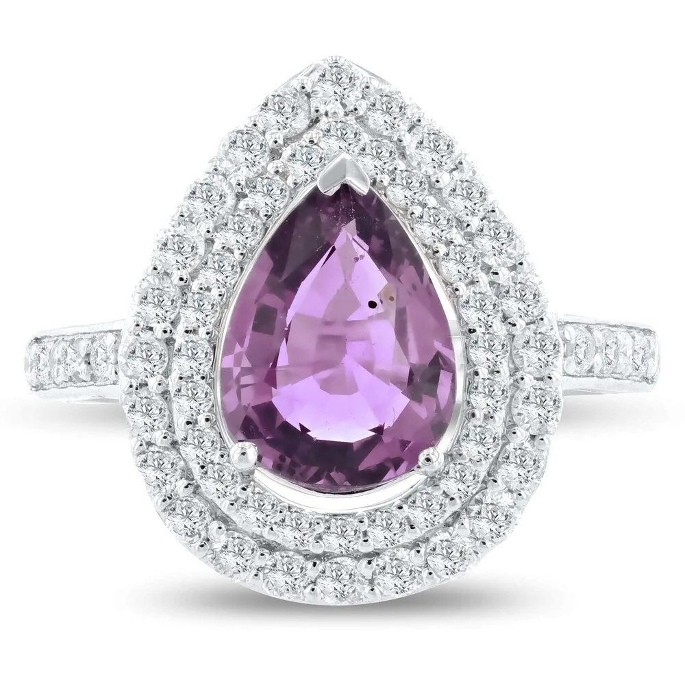 Auriya Platinum Certified 2 1/4ct Rare Unheated Natural Color Change Sapphire and 3/4ct TDW Diamond Ring sold by Zulily product image thumbnail 2