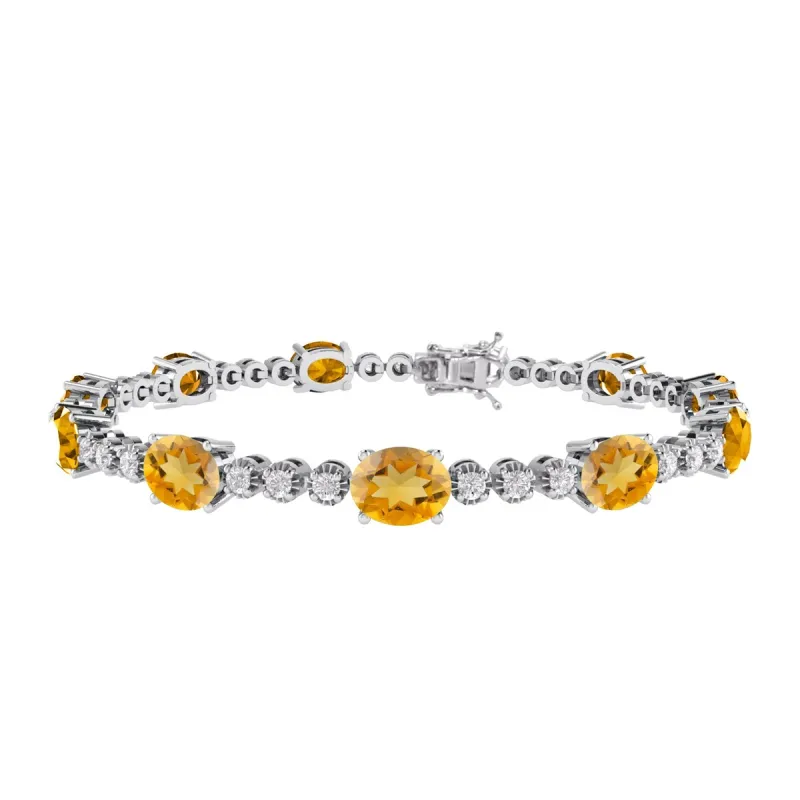 Sterling Silver with Citrine and White Topaz Tennis Bracelet-7.25" sold by Zulily