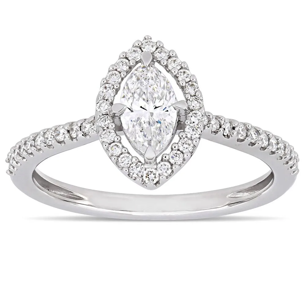 Miadora 14k White Gold 3/4ct TDW Diamond Marquise and Round-Cut Floating Halo Engagement Ring sold by Zulily product image thumbnail 2