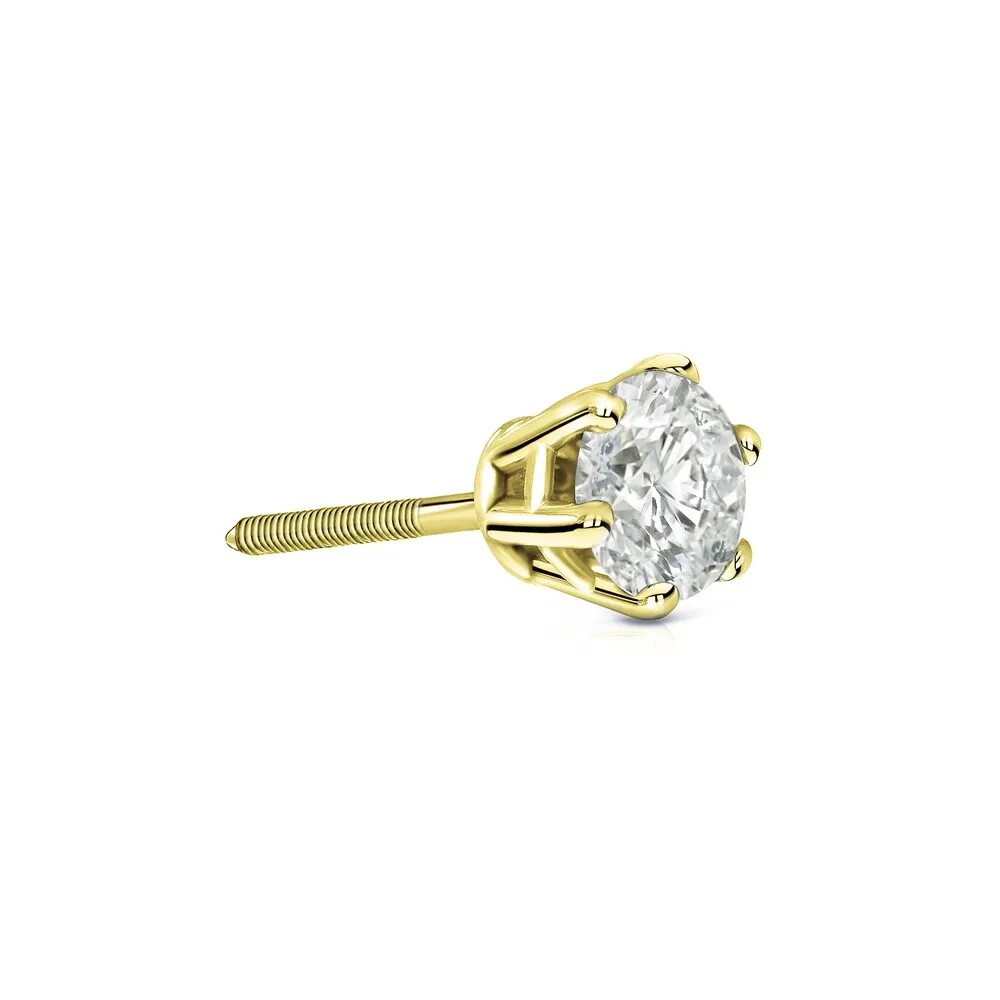 Auriya 14k Gold 1/4ct TDW Round 6-Prong SINGLE STUD (1) Diamond Earring sold by Zulily product image thumbnail 2