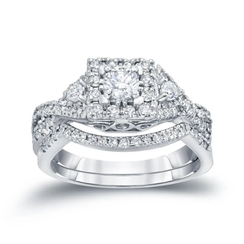 14k Gold 3/4ct TDW Braided Infinity Diamond Halo Engagement Ring Set by Auriya sold by Zulily