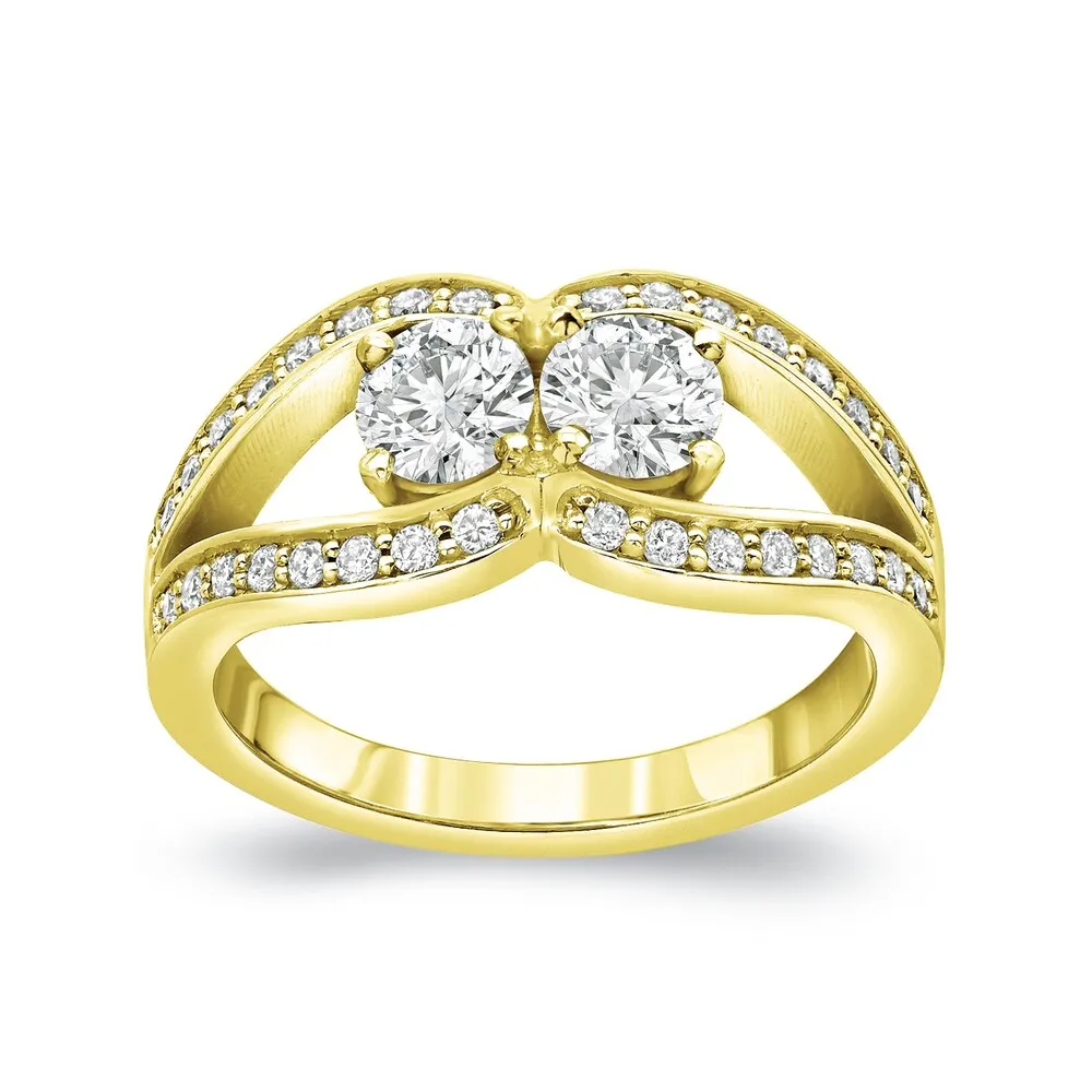 Auriya 14k Gold 3/4ct TDW Round 2-Stone Diamond Engagement Ring sold by Zulily