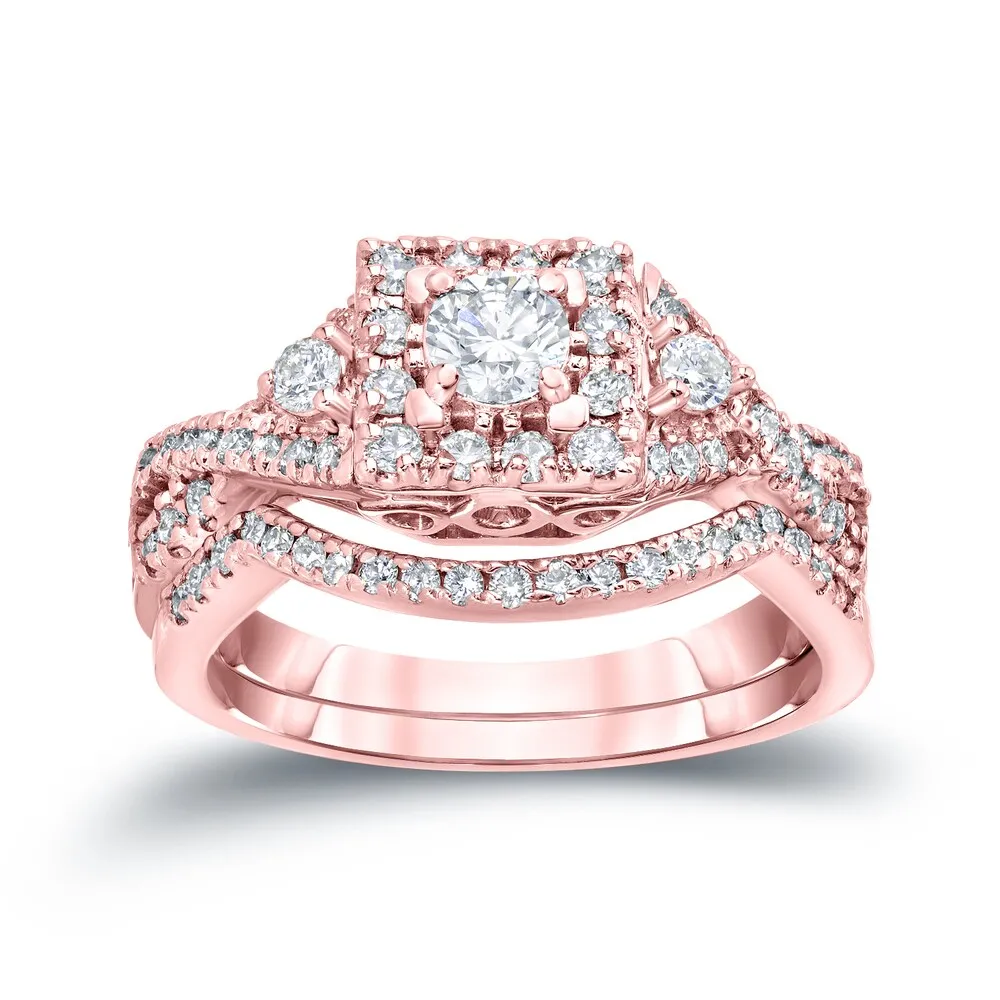 14k Gold 3/4ct TDW Braided Infinity Diamond Halo Engagement Ring Set by Auriya sold by Zulily product image thumbnail 3