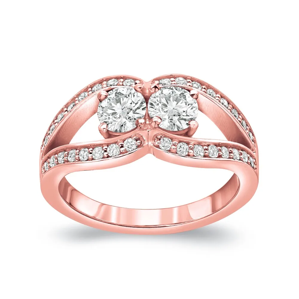 Auriya 14k Gold 3/4ct TDW Round 2-Stone Diamond Engagement Ring sold by Zulily product image thumbnail 2