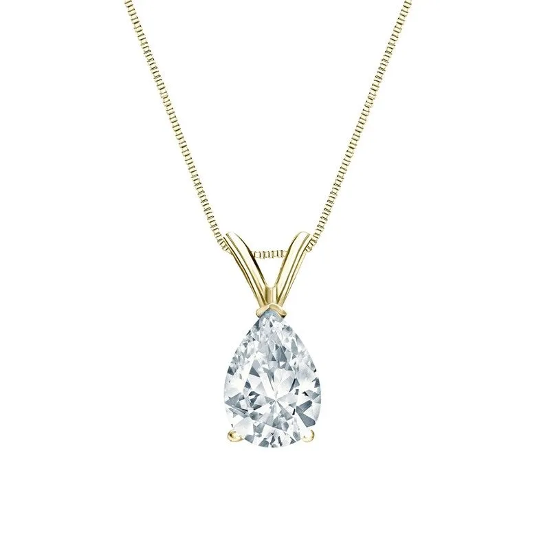 Auriya 18-karat Gold 2.25ctw Pear Solitaire Lab Grown Diamond Necklace V-End (D-E VVS) Prong - 2.25 sold by Zulily product image thumbnail 2
